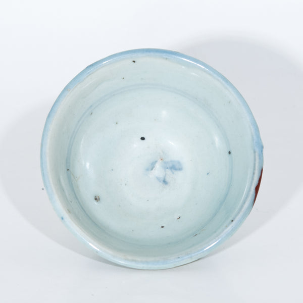 Antique Repaired Porcelain Blue And White Tea Bowl