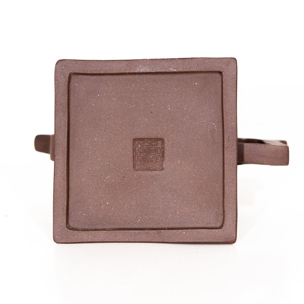 1980's Yixing Zini Square Bell Shape Chinese Teapot