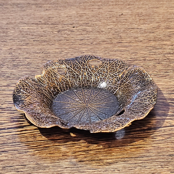 Old Style Reddish Copper-Brown Lotus Flower Pattern Saucer