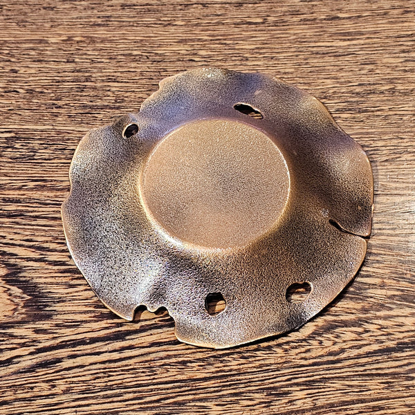 Old Style Reddish Copper-Brown Lotus Flower Pattern Saucer