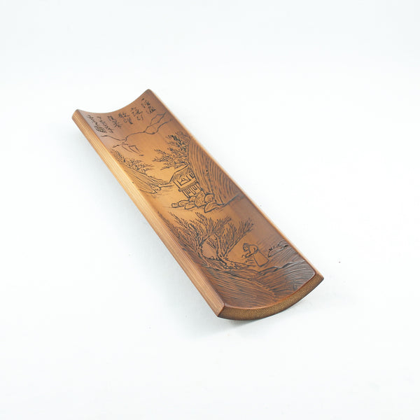 Vintage Bamboo Tea Scoop With Hand-Carved Landscape