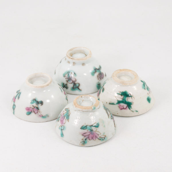 Miniature Antique Porcelain Famille-Rose Flowers Drawing Tea Cup