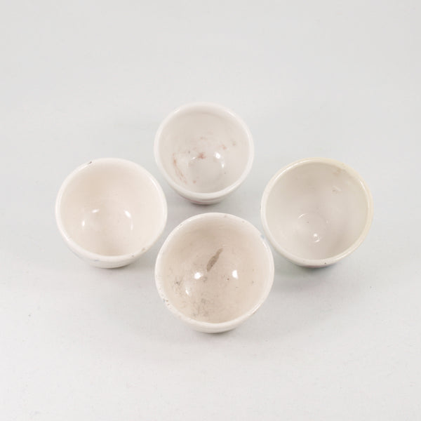 Miniature Antique White Porcelain Flowers Drawing Tea Cup