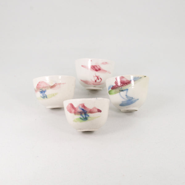 Miniature Antique White Porcelain Flowers Drawing Tea Cup