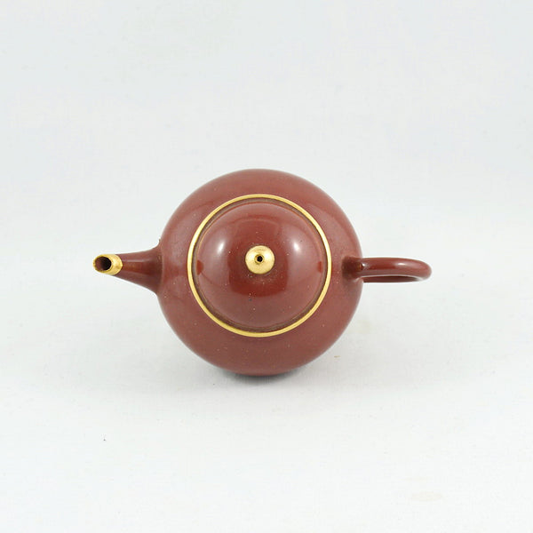 Yixing Gold Mounted Shuimo Polished Pear Shape Chinese Teapot