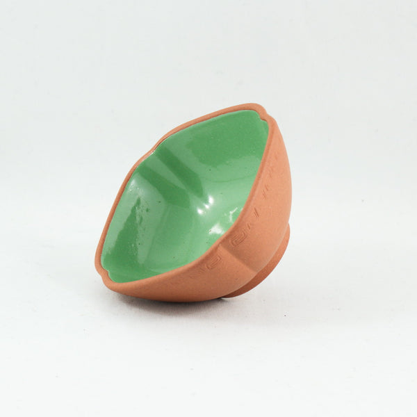 1980's Yixing Clay Green Glazed Petal Shape Tea Cup