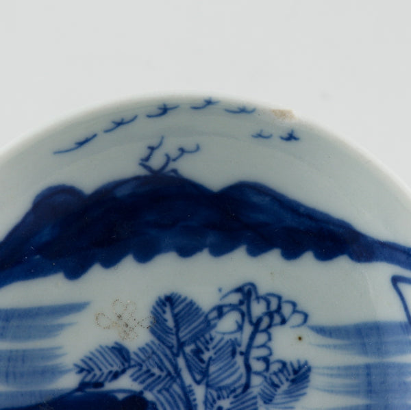 Antique Chinese Porcelain Blue and White Landscape Saucer #2