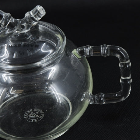 Modern Large Glass "Bamboo Design" Teapot with Metal Strainer