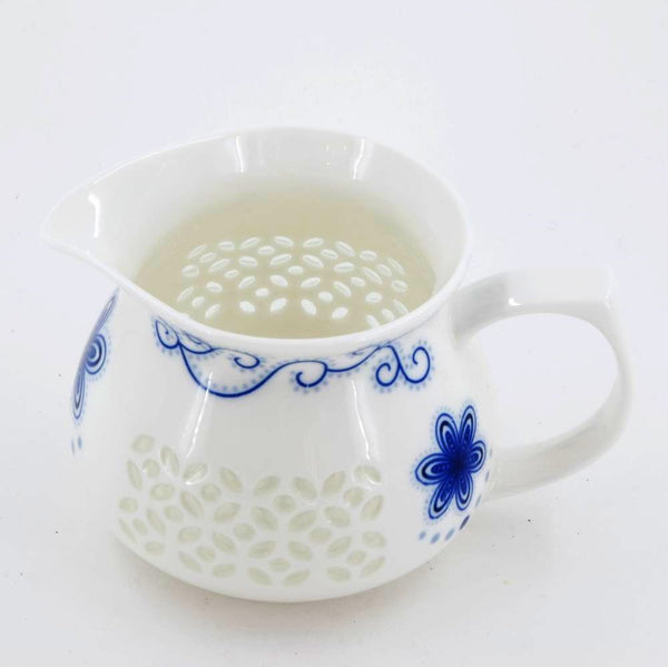 Porcelain Blue And White Rice Grain Fair Cup Pitcher