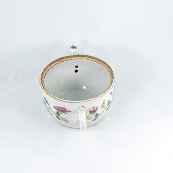 Antique Chinese Famille-Rose Porcelain Flower Design Hand-Painted Teapot