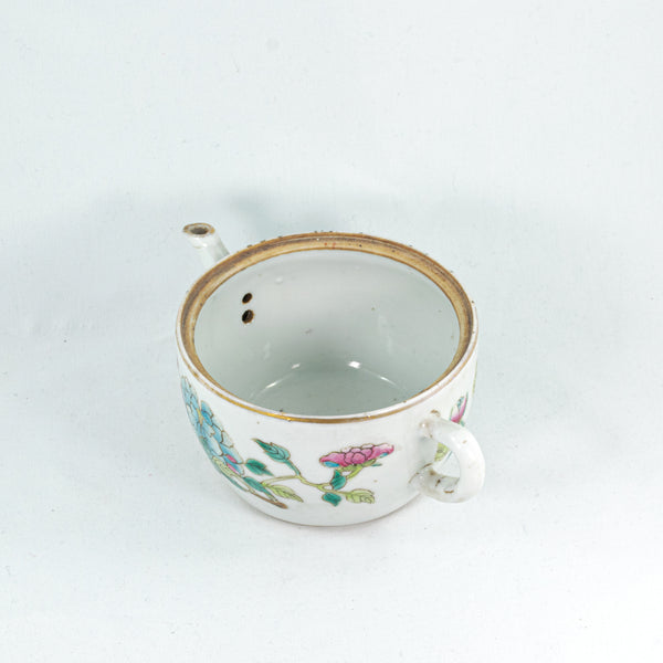 Antique Chinese Famille-Rose Porcelain Flower Design Hand-Painted Teapot