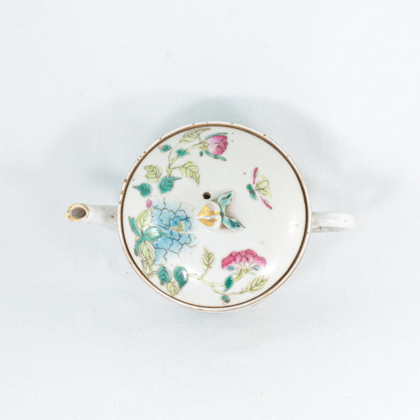 Antique Chinese Famille-Rose Porcelain Flower Design Hand-Painted Teapot