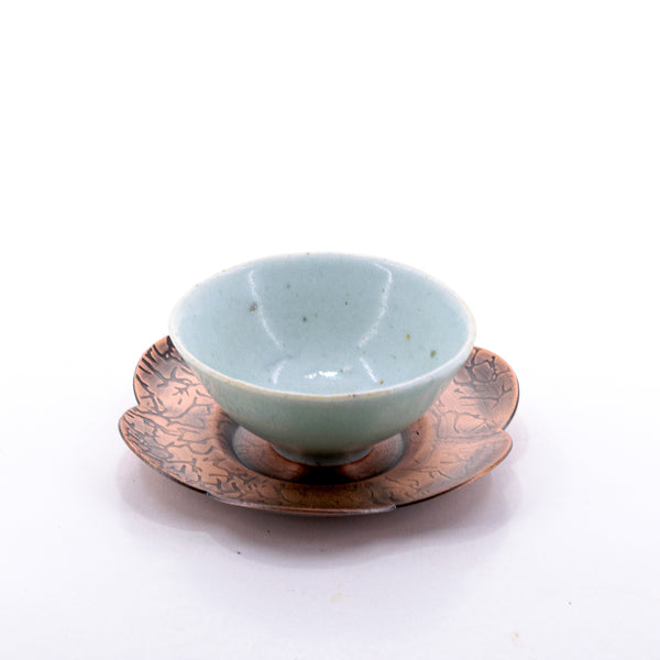 Old Style Reddish Copper-Brown Flower Pattern Saucer
