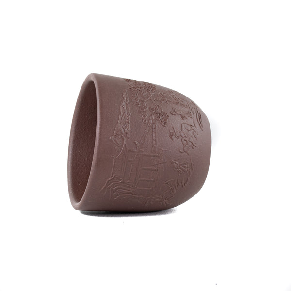 Chinese Yixing Clay Village And Poem Tea Cup