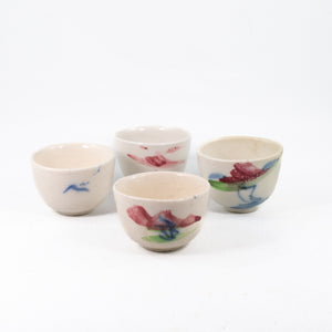 Miniature Antique White Porcelain Flowers Drawing Tea Cup