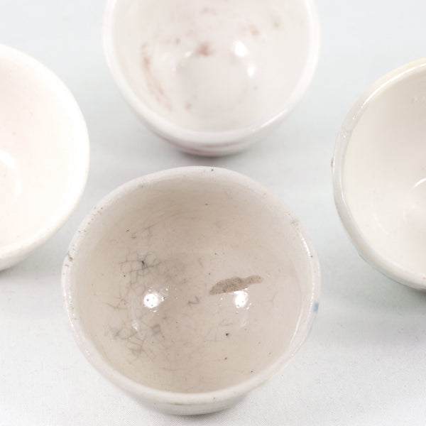 Miniature Antique White Porcelain Flowers Drawing Tea Cup