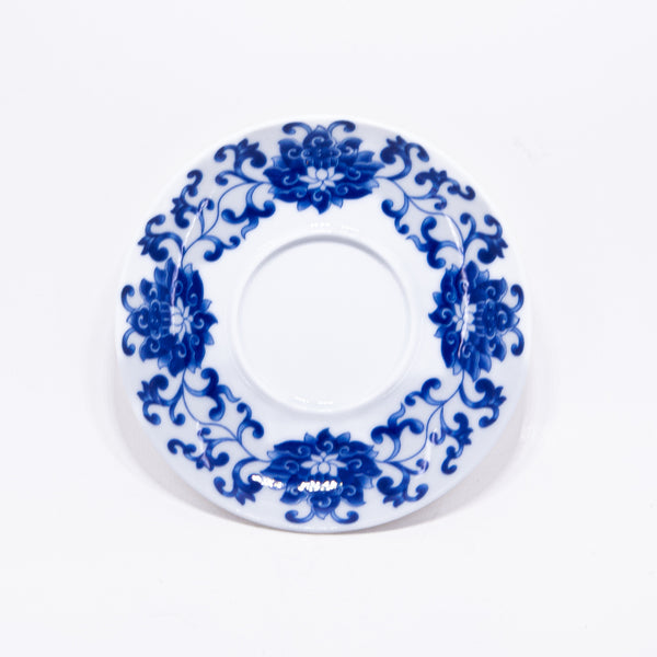 Brown Rim Blue and White Porcelain Gold Rim Chan Zhi Lian Design Gaiwan #3a