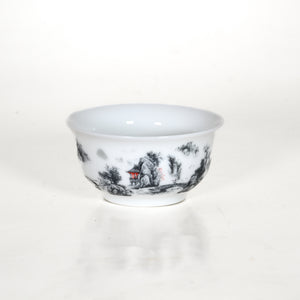 Porcelain Gray Color Landscape Tea Cup