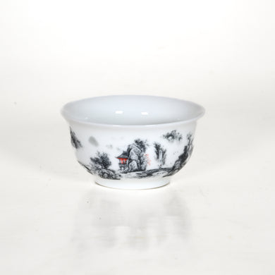 Porcelain Gray Color Landscape Tea Cup