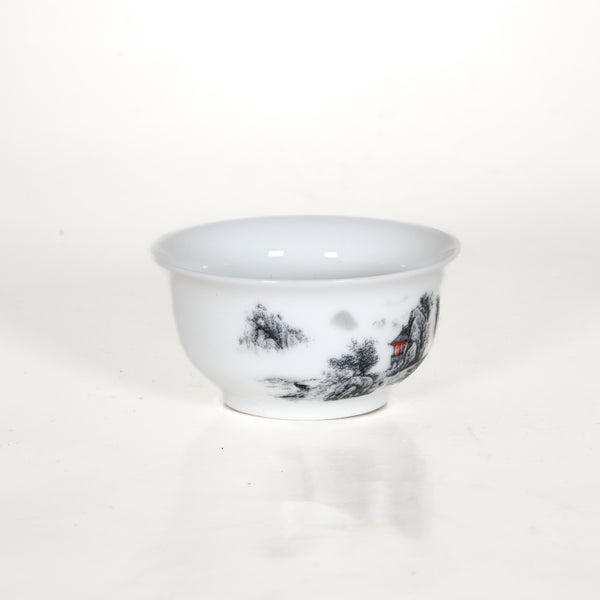 Porcelain Gray Color Landscape Tea Cup