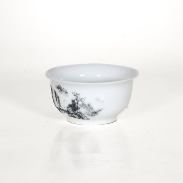 Porcelain Gray Color Landscape Tea Cup