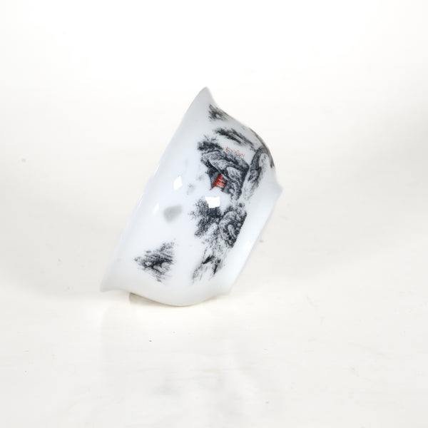 Porcelain Gray Color Landscape Tea Cup