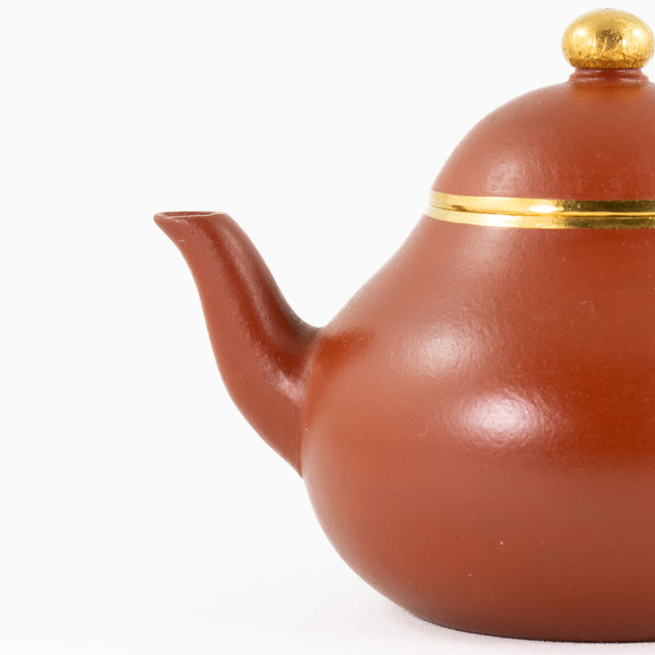 Yixing Zhuni Antique Style Gold Mounted Pear Shape Chinese Teapot