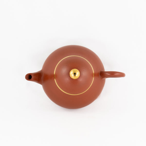 Yixing Zhuni Antique Style Gold Mounted Pear Shape Chinese Teapot