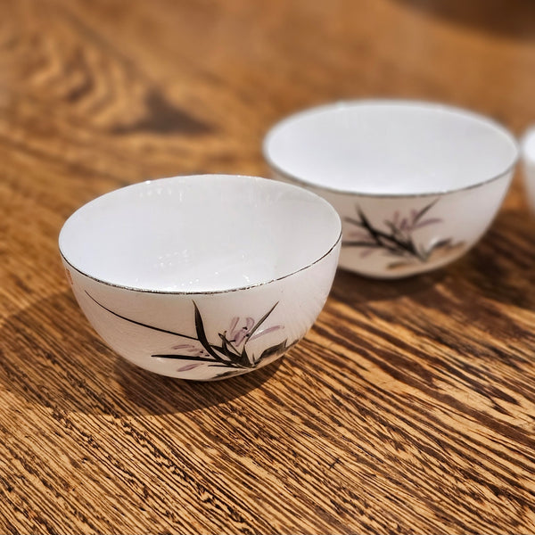 Vintage Miniature Porcelain Tea Cup  (Orchid and Plum Blossom)