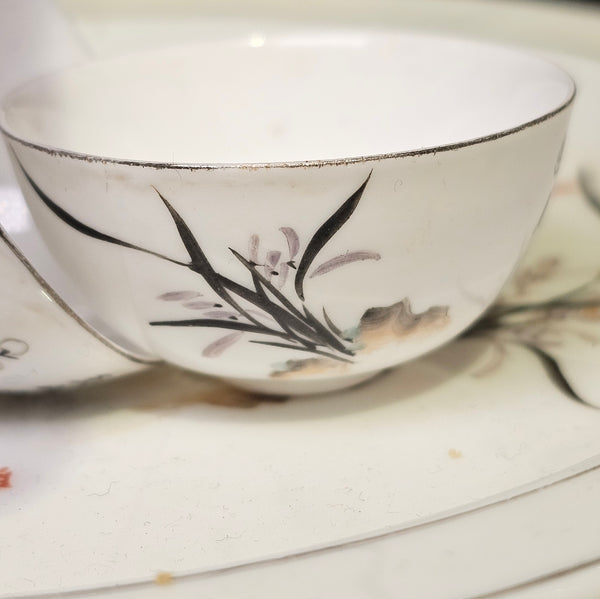 Vintage Miniature Porcelain Tea Cup  (Orchid and Plum Blossom)