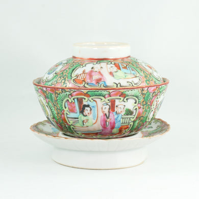 Antique Qing Dynasty Canton Famille-Rose Porcelain Gaiwan