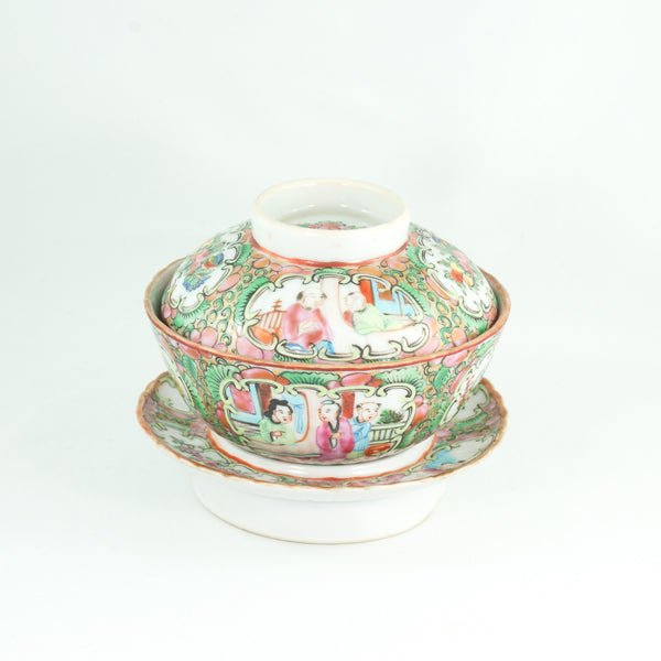 Antique Qing Dynasty Canton Famille-Rose Porcelain Gaiwan