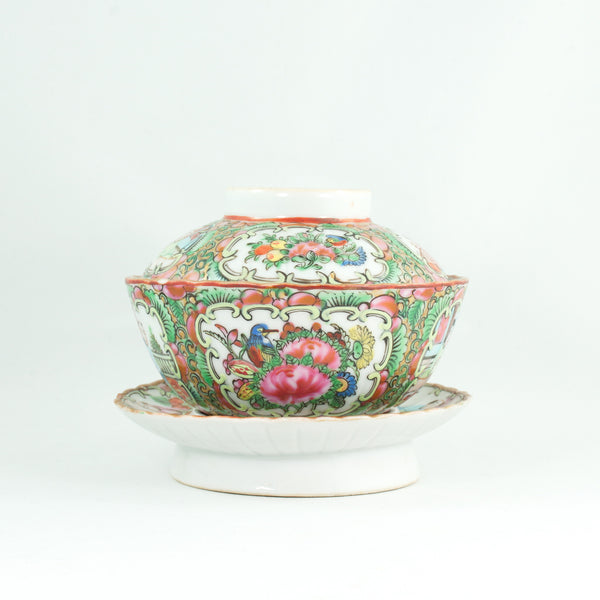 Antique Qing Dynasty Canton Famille-Rose Porcelain Gaiwan