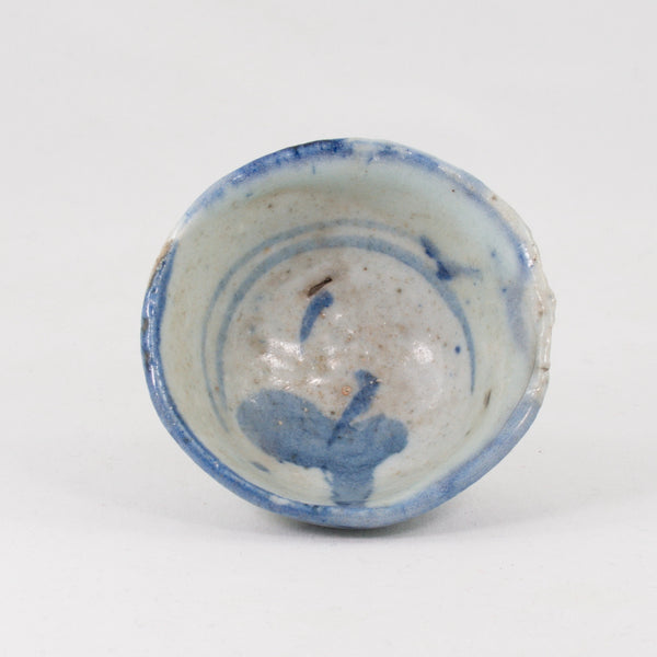 Antique Porcelain Blue And White Grass Pattern Tea Cup #1