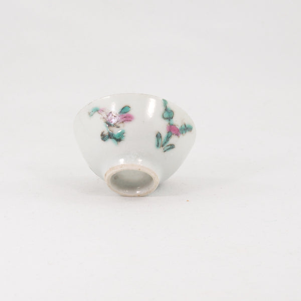 Miniature Antique Porcelain Famille-Rose Flowers Drawing Tea Cup