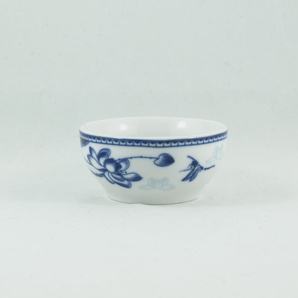 Porcelain Blue And White Lotus and Dragonfly Tea Cup