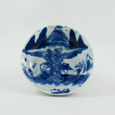Antique Chinese Porcelain Blue and White Landscape Saucer #1