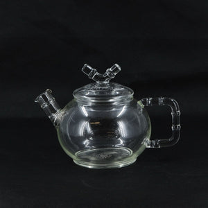 Modern Large Glass "Bamboo Design" Teapot with Metal Strainer