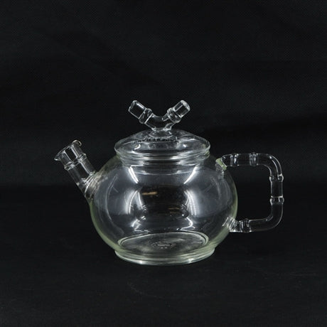 Modern Large Glass Bamboo Design Teapot with Metal Strainer – The