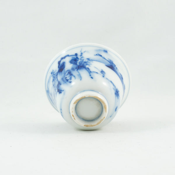 Vintage Blue and White Porcelain Landscape Tea Cup