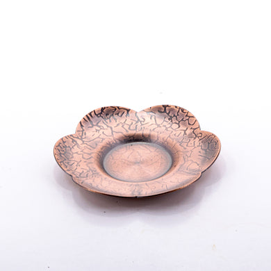 Old Style Brown Copper Flower Pattern Saucer